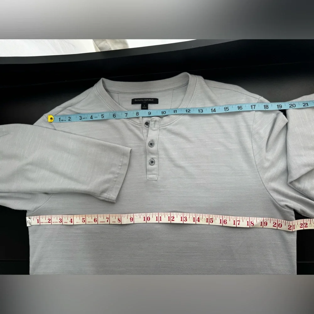 BANANA REPUBLIC Men’s Long Sleeve Jersey L Long Sleeve Gray Henley Shirt Tshirt